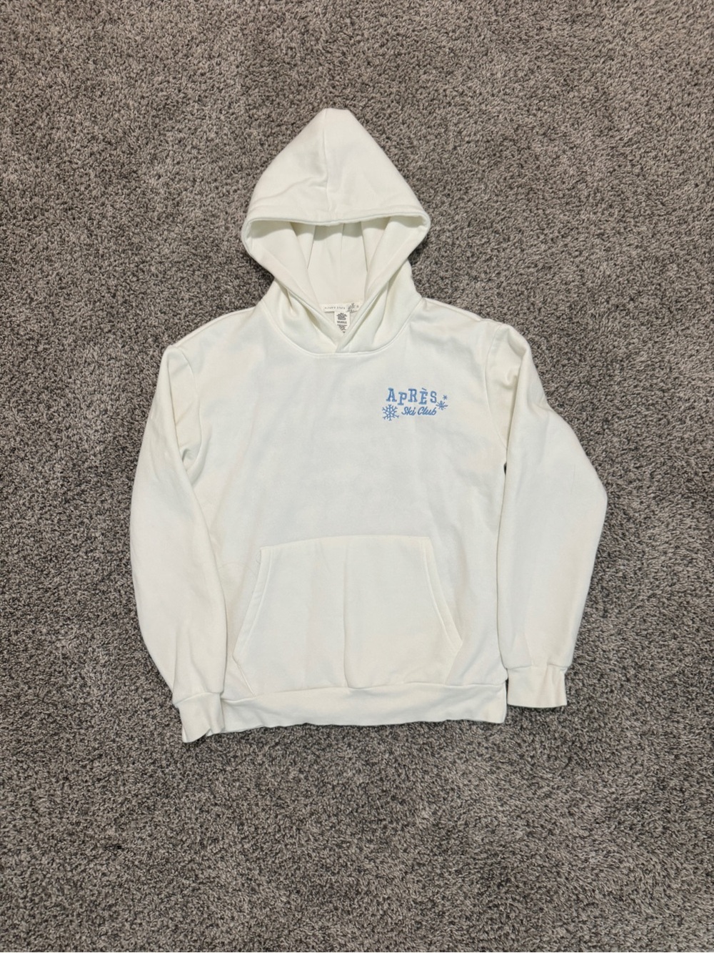 Altar'd State Cream Hoodie with Blue Apres Ski Club Print